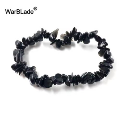 Black Agate Irregular Stretch Chip Beads Bracelet