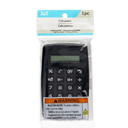 Jot 8-Digit Display Black Pocket Calculator