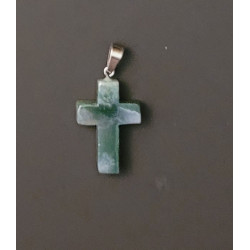 Natural Stone Green Aventurine Cross with stainless holder
