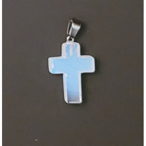 Natural Stone Opalite Cross with stainless holder Natural Stone Opalite Cross with stainless holder