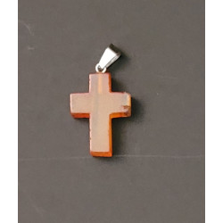 Natural Stone Carnelian-Banded Agate Cross with stainless holder