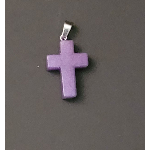 Natural Stone Purple Jasper Cross with stainless holder