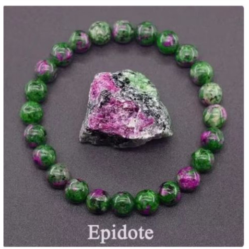 Epidote Zoisite Stone Bead Bracelet