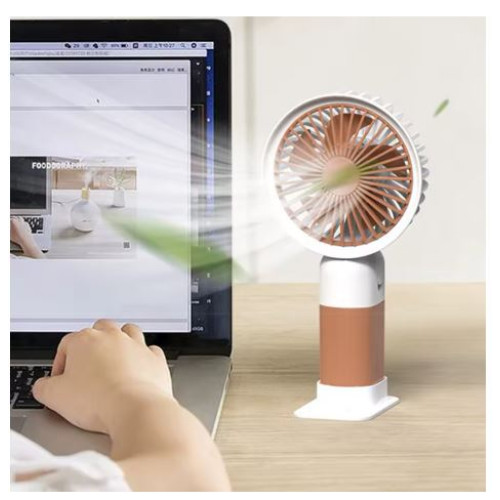 Fan Hand and stand USB Rechargeable 3 Speed Cooling Fan (Brown)