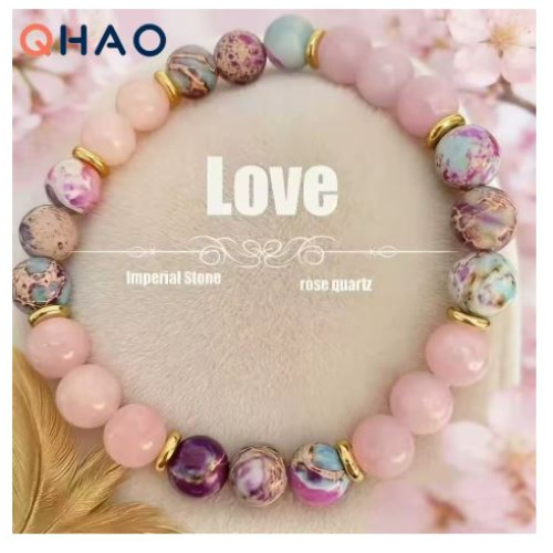Imperial Jasper Rose Quartz Beaded Bracelet