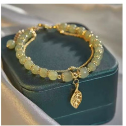 Jade Hotan gold- Leaf Bracelet