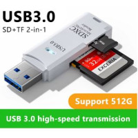2-in-1 White USB 3.0/2.0 Card Reader
