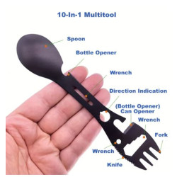 Camping utensil 10 in 1 stainless Black