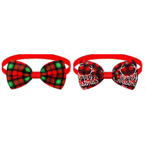 Pet Christmas Classical Plaid Bowties 2 pieces Pair 4