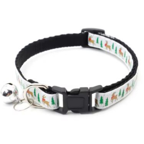 Christmas Dog/Cat Collar with safety buckle and bell Silver