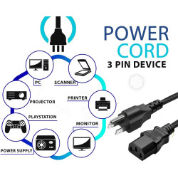 Power Cord 3-prong ac power cable