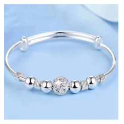 Sterling Silver Beaded Bangle