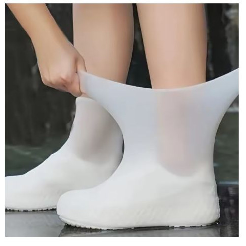 Waterproof White Reusable Shoe Cover Silicone 3 pairs (Clear)