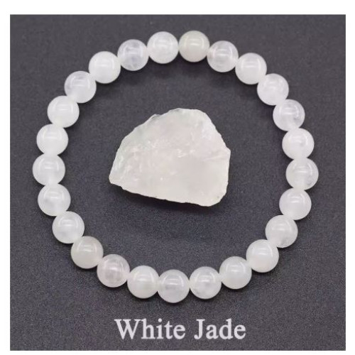 White Jade Stone Beads Bracelet