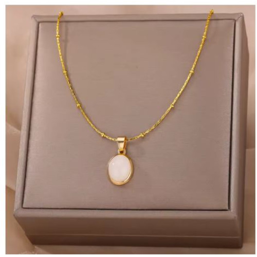 Oval Stone Opal Pendant Necklace
