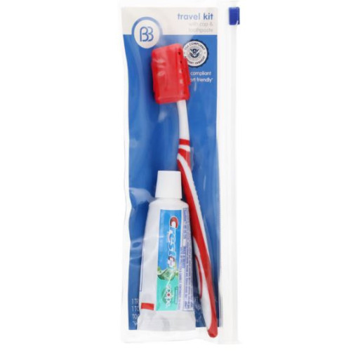 Toothbrush-Toothpaste Travel Kit Red