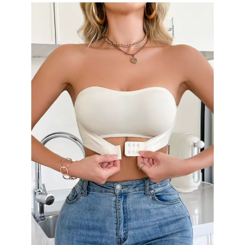 Solid Color Strapless Wireless Women's Bra (XL)
